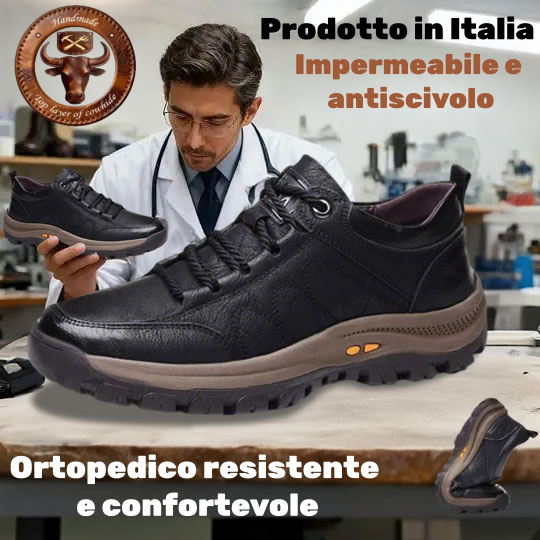 🐂【Correzione intelligente del piede tramite IA】Pelle di alta qualità + cuciture a mano ✅Un must per gli uomini