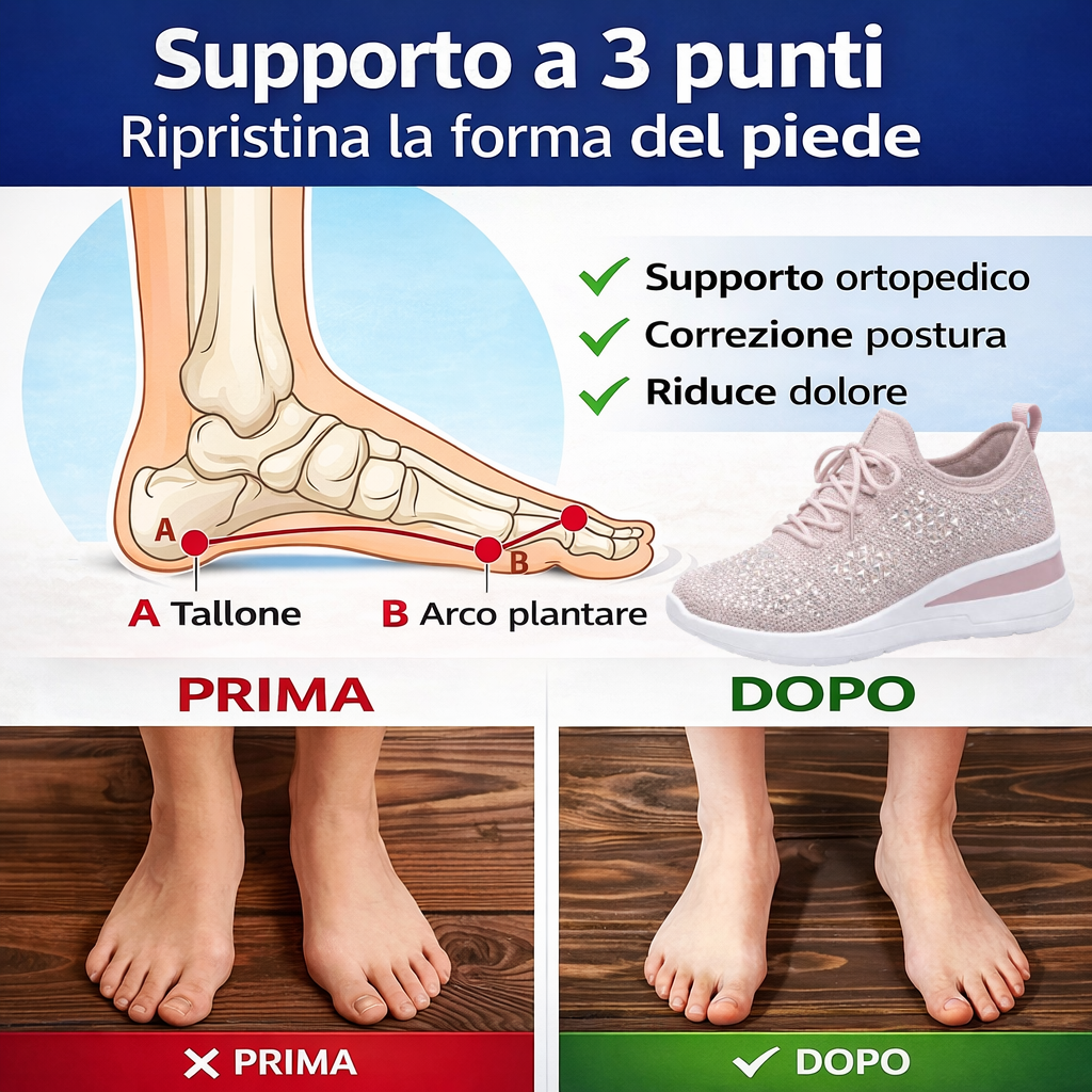 🔥 Scarpe ortopediche estive da donna in mesh — Supporto per l'arco plantare, tacco piatto — Ideali per chi soffre di fascite plantare — Facili, comode e senza dolore a ogni passo ✅