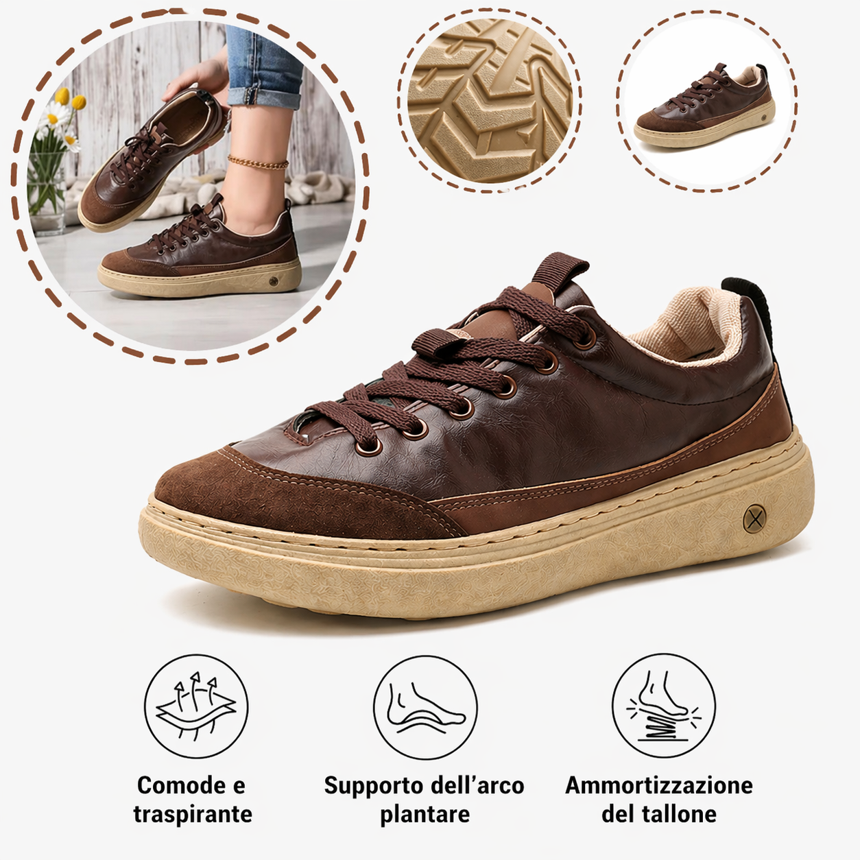 🔥Scarpe ortopediche da uomo: supporto per l'arco plantare, tallone piatto, ideali per chi soffre di fascite plantare 👟Facili e comode a ogni passo, senza dolore ✅