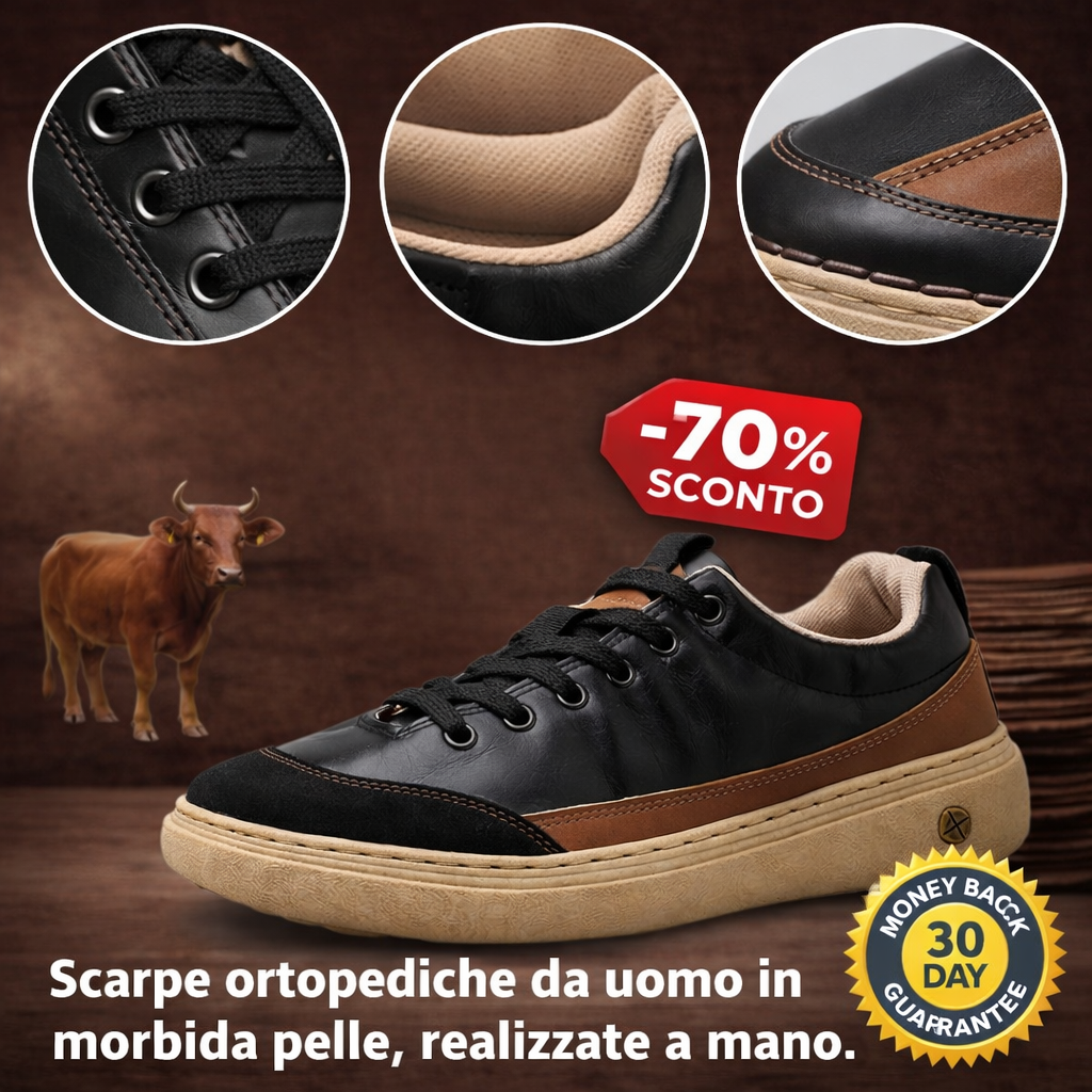 🎁Offerta a tempo limitato: 30% di sconto🔴Scarpe in pelle di alta qualità🦶Alleviano il dolore ai piedi e la fascite plantare - Impermeabili e antiscivolo✅Disponibili in diverse taglie