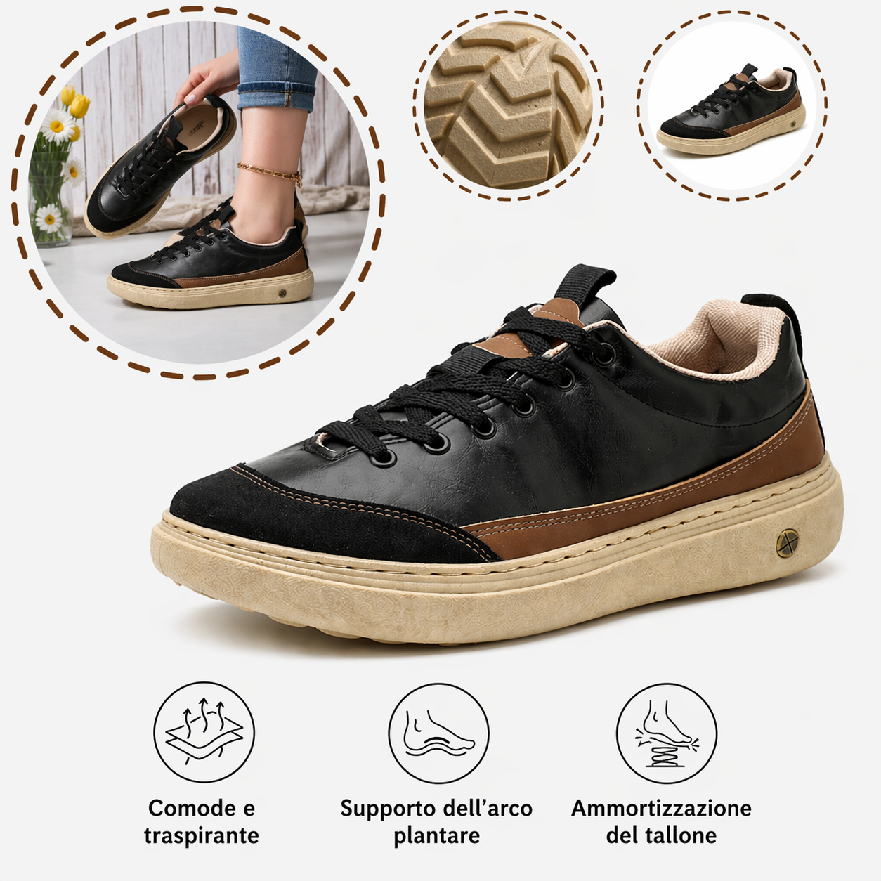🔥Scarpe ortopediche da uomo: supporto per l'arco plantare, tallone piatto, ideali per chi soffre di fascite plantare 👟Facili e comode a ogni passo, senza dolore ✅