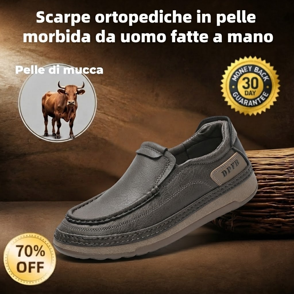 🐂 Scarpe da uomo in pelle di vitello, cucite a mano in Australia 👞 Sollievo intelligente dal dolore tramite IA, facili da indossare e da togliere ✅ Piena correzione: impermeabili e antiscivolo