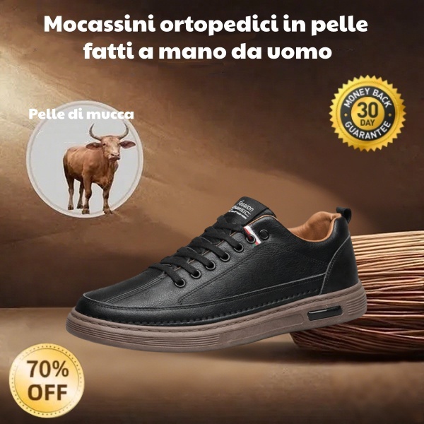 ⏰Comprane uno, prendine un altro gratis!🔥 Scarpe ortopediche da uomo, realizzate a mano con vera pelle bovina australiana🐂 con supporto plantare✅Tutte le taglie disponibili