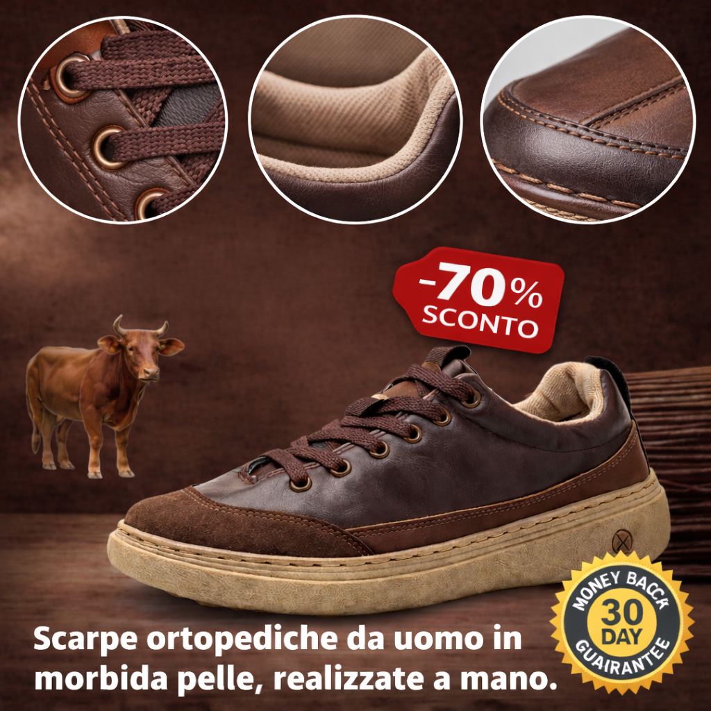 🎁Offerta a tempo limitato: 30% di sconto🔴Scarpe in pelle di alta qualità🦶Alleviano il dolore ai piedi e la fascite plantare - Impermeabili e antiscivolo✅Disponibili in diverse taglie