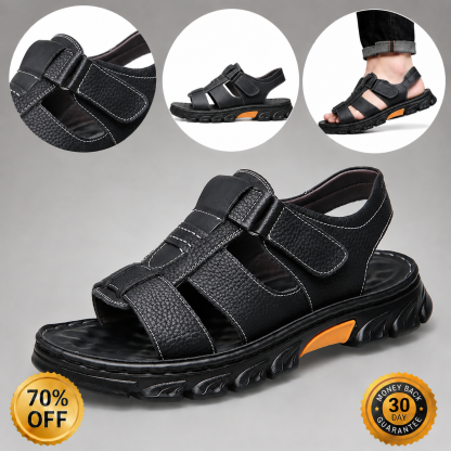 ⏰Ultimo giorno! Sconto del 30% - Non perdete l'occasione! ✅ Comodi sandali in pelle con supporto plantare per alleviare il dolore - design ergonomico.