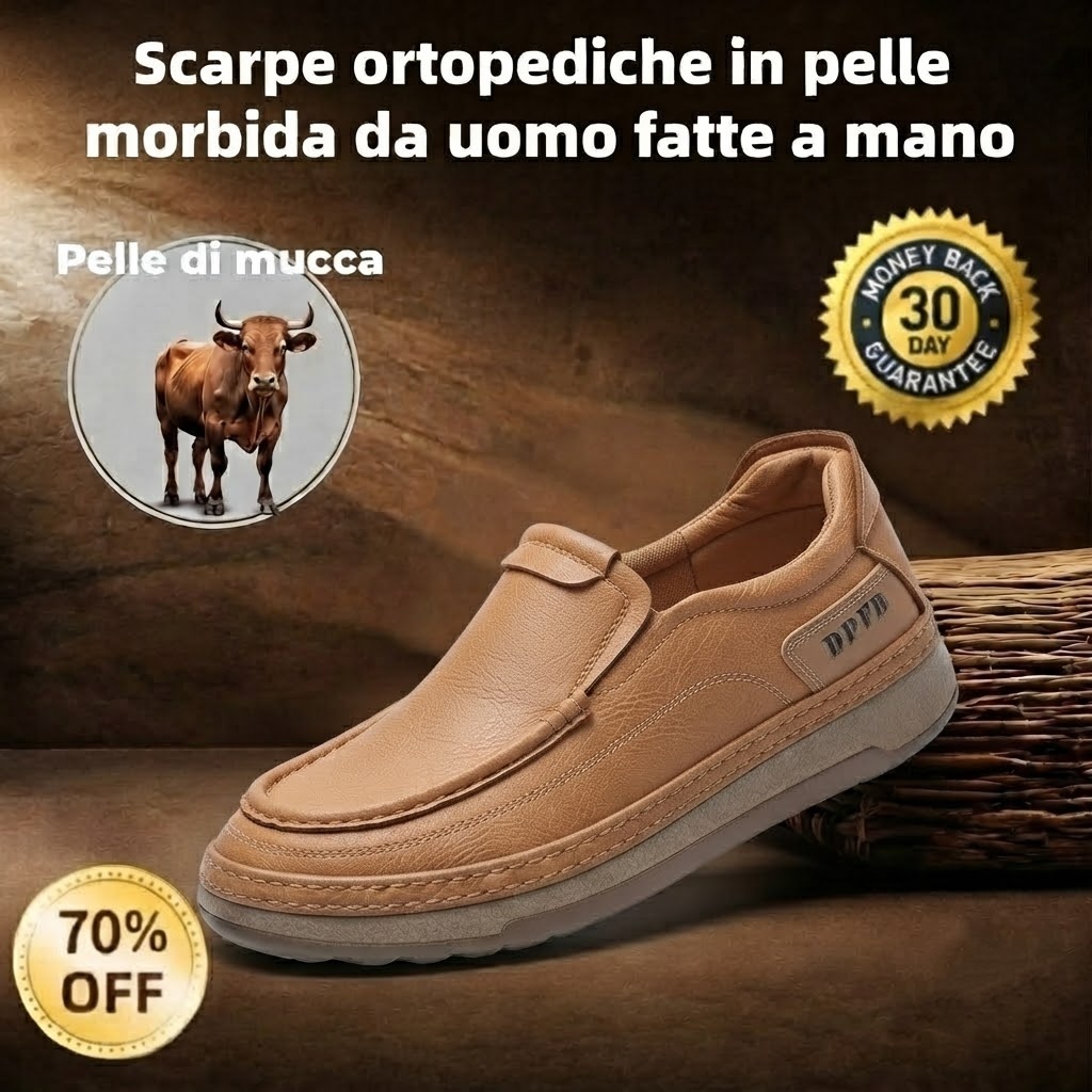 🐂 Scarpe da uomo in pelle di vitello, cucite a mano in Australia 👞 Sollievo intelligente dal dolore tramite IA, facili da indossare e da togliere ✅ Piena correzione: impermeabili e antiscivolo