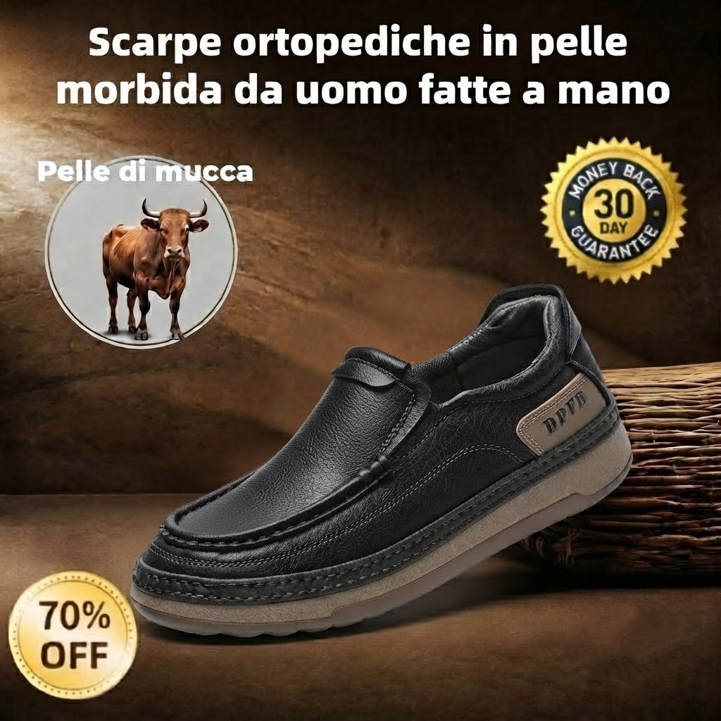 🐂 Scarpe da uomo in pelle di vitello, cucite a mano in Australia 👞 Sollievo intelligente dal dolore tramite IA, facili da indossare e da togliere ✅ Piena correzione: impermeabili e antiscivolo