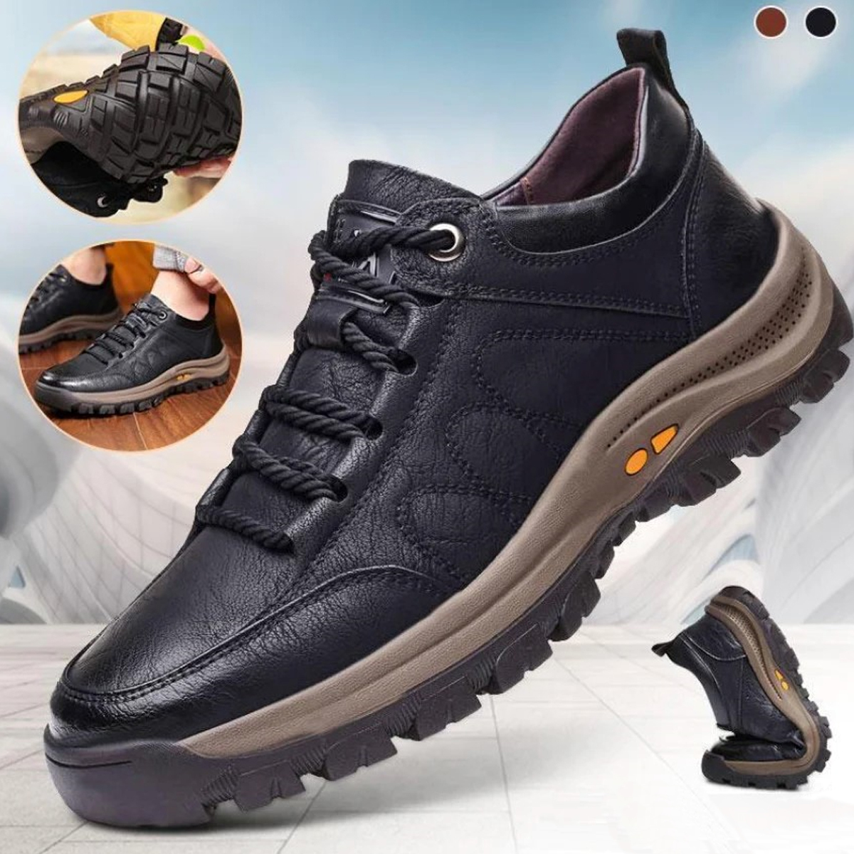 🔴 Scarpe australiane in vera pelle cucite a mano ✅ Scarpe ortopediche intelligenti + supporto per la caviglia 🦶 Comode e antiscivolo (Adatte a persone con problemi ai piedi!)