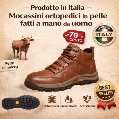 🔴Scarpe in pelle italiana cucite a mano✅Scarpe ortopediche intelligenti + supporto per la caviglia🦶Comode e antiscivolo (adatte a persone con problemi ai piedi!)