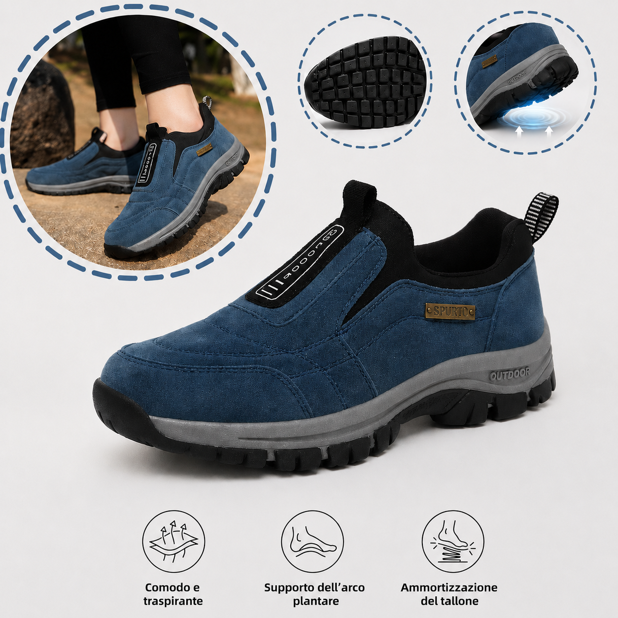 🔥Offerta speciale di oggi🎁 Scarpe in pelle scamosciata di alta qualità🦶 Alleviano il dolore ai piedi e la fascite plantare✅ Impermeabili, antiscivolo, morbide e comode
