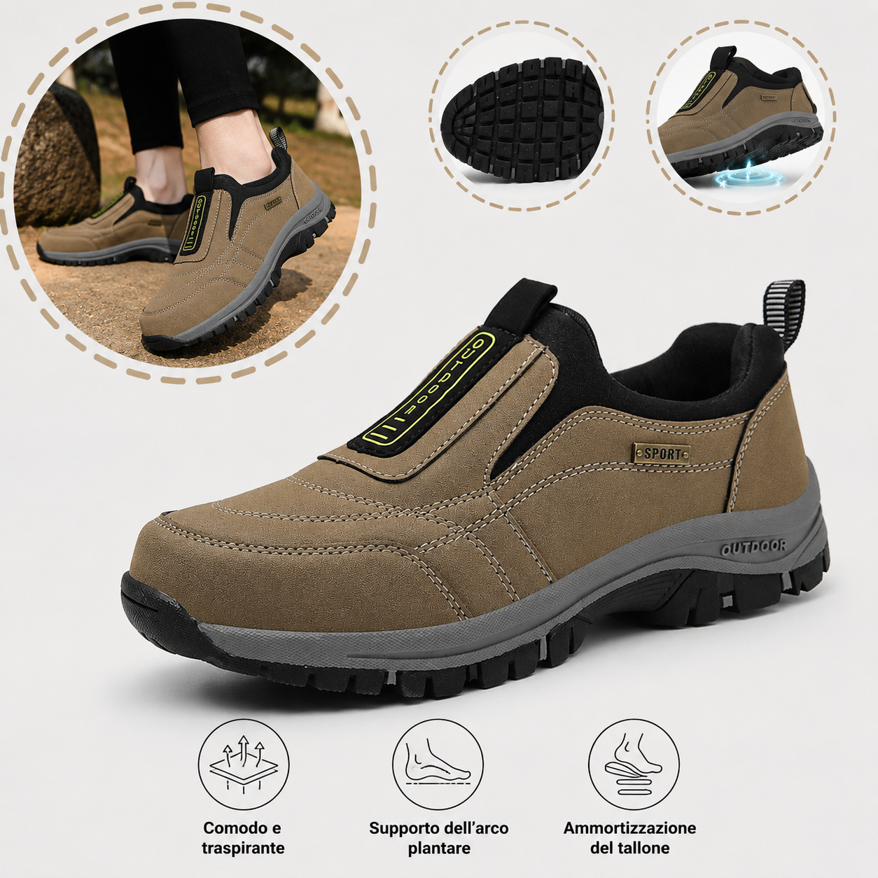 🔥Offerta speciale di oggi🎁 Scarpe in pelle scamosciata di alta qualità🦶 Alleviano il dolore ai piedi e la fascite plantare✅ Impermeabili, antiscivolo, morbide e comode