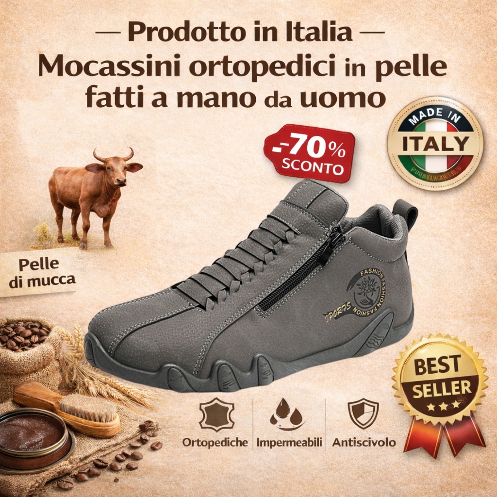 ⏰Sconto del 30% oggi, non lasciartelo sfuggire! 🔥 Scarpe ortopediche da uomo, realizzate a mano in vera pelle 🐂 Impermeabili e antiscivolo ✅ Supporto dell'arco plantare per un comfort che dura tutto il giorno