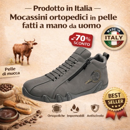 ⏰Sconto del 30% oggi, non lasciartelo sfuggire! 🔥 Scarpe ortopediche da uomo, realizzate a mano in vera pelle 🐂 Impermeabili e antiscivolo ✅ Supporto dell'arco plantare per un comfort che dura tutto il giorno