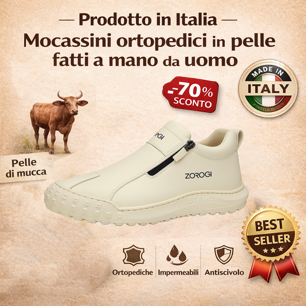 🐂【Ortesi plantare intelligente AI】Pelle di alta qualità + cucita a mano: un must per gli uomini🔴Podologo portatile