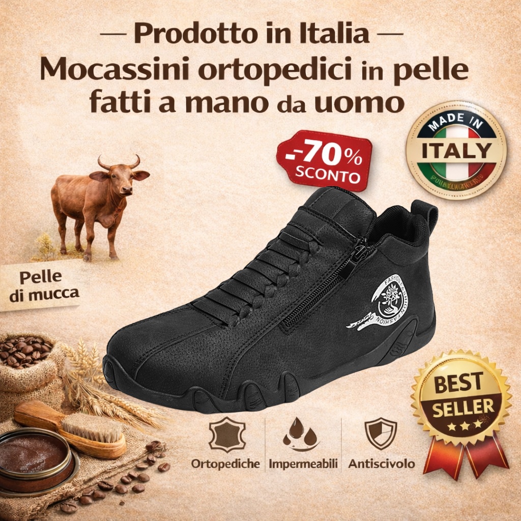 ⏰Sconto del 30% oggi, non lasciartelo sfuggire! 🔥 Scarpe ortopediche da uomo, realizzate a mano in vera pelle 🐂 Impermeabili e antiscivolo ✅ Supporto dell'arco plantare per un comfort che dura tutto il giorno
