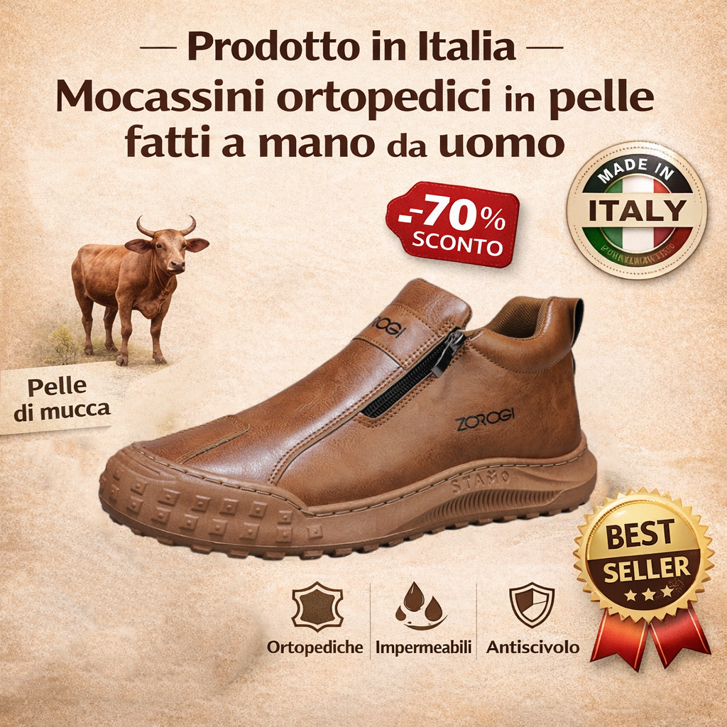 🐂【Ortesi plantare intelligente AI】Pelle di alta qualità + cucita a mano: un must per gli uomini🔴Podologo portatile