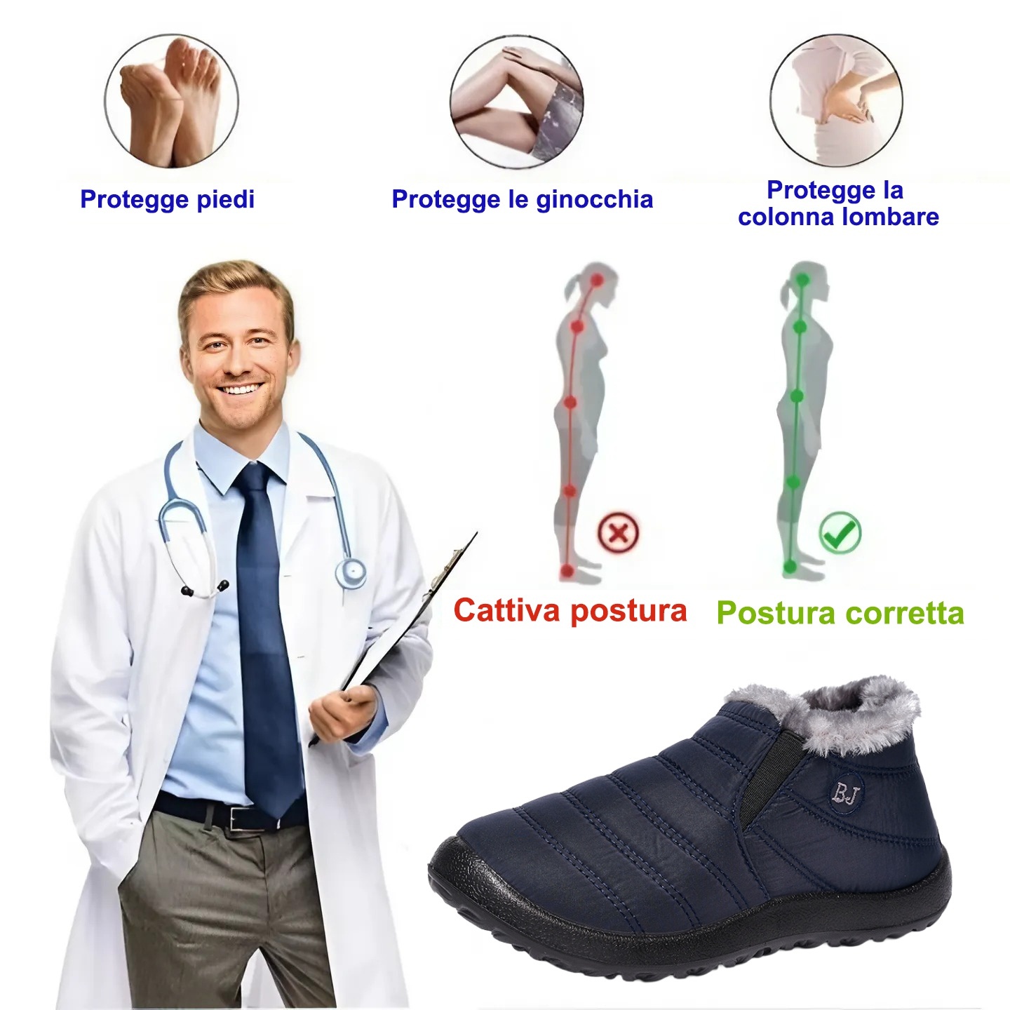 🔥Marchio di lusso australiano⏰Allevia il dolore ai piedi - Scarpe ortopediche invernali ergonomiche🦶 - Impermeabili e antiscivolo - Unisex