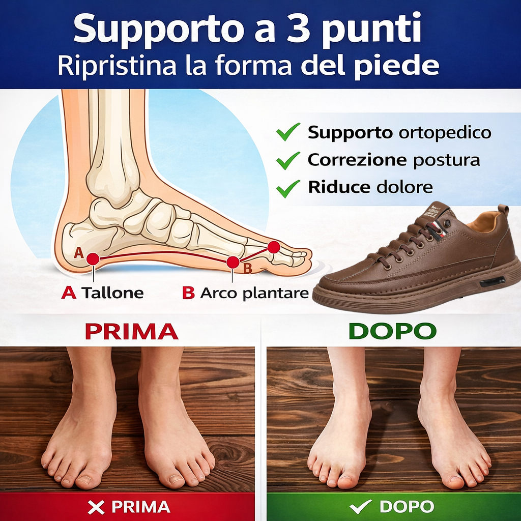 ⏰Comprane uno, prendine un altro gratis!🔥 Scarpe ortopediche da uomo, realizzate a mano con vera pelle bovina australiana🐂 con supporto plantare✅Tutte le taglie disponibili