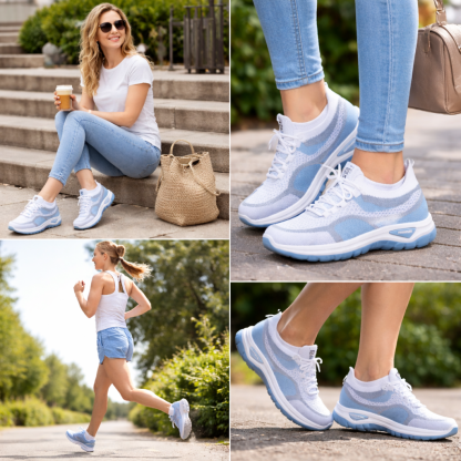 🔥 Scarpe ortopediche estive da donna in mesh — Supporto per l'arco plantare, tacco piatto, ideali per chi soffre di fascite plantare 👟 Facili, comode e senza dolore a ogni passo ✅