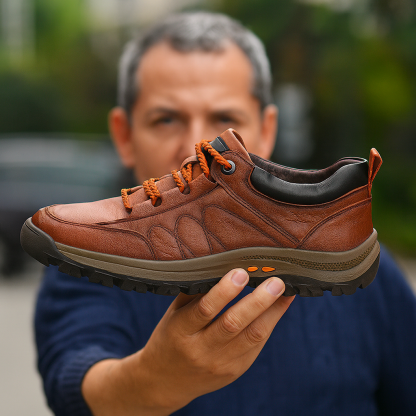 🐂【Correzione intelligente del piede tramite IA】Pelle di alta qualità + cuciture a mano ✅Un must per gli uomini