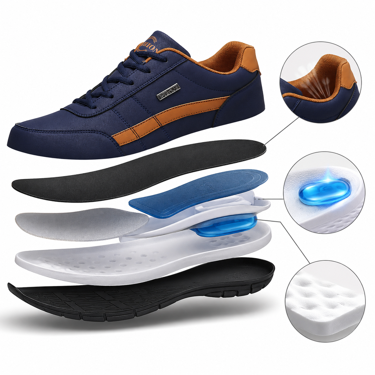 ⏰Sconto del 30% oggi, non perdete l'occasione!🔥 Scarpe sportive ultraleggere in pelle✅ Supporto per l'arco plantare - design ergonomico🔴 Impermeabili e antiscivolo