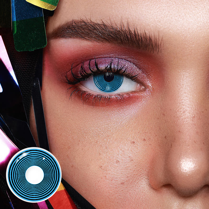 Dollpoison Swirl Blue Yearly Cosplay Prescription Colored Contacts - image 2