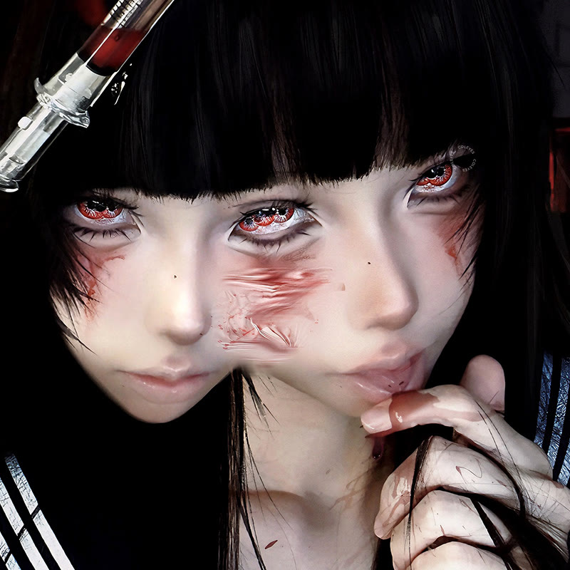 Dollpoison Double Vision Red 1-Day/1-Year Cosplay Colored Contacts  - image 4