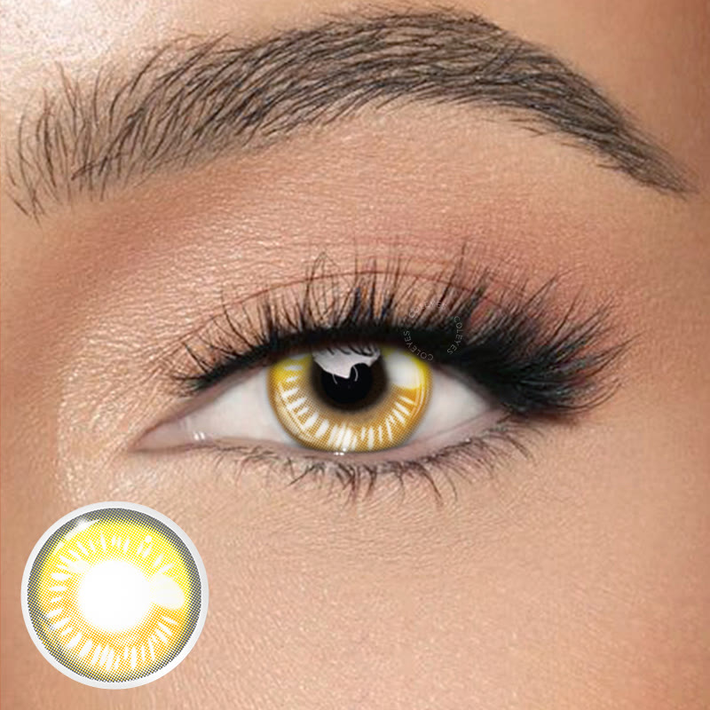 Dollpoison Anime Yellow Brown Yearly Cosplay Prescription Colored Contacts - image 1