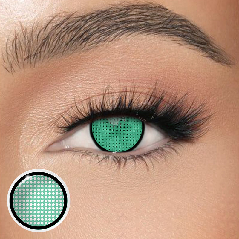 Dollpoison Blind Manson Mesh Green Yearly Prescription Cosplay Colored Contacts - image 1