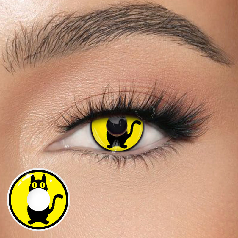 Dollpoison Halloween Cat Yellow Yearly Prescription Cosplay Colored Contacts - image 1