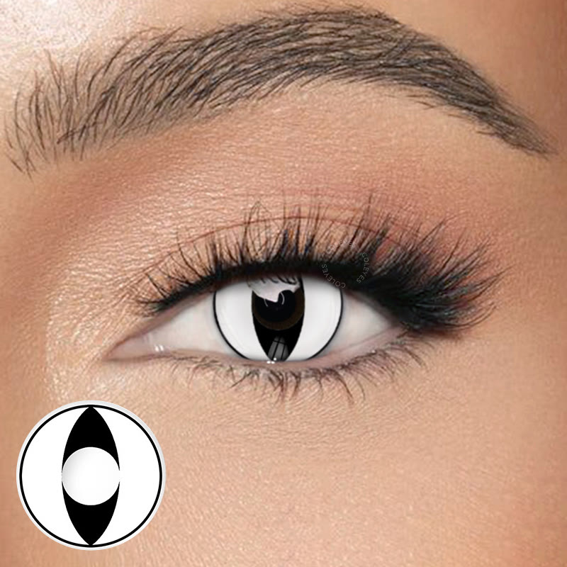 Dollpoison Cat Eye White Yearly Cosplay  Prescription Colored Contacts - image 1