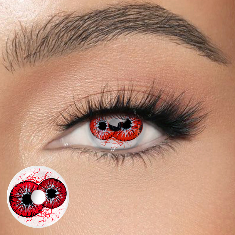 Dollpoison Double Vision Red 1-Day/1-Year Cosplay Colored Contacts  - Double Vision Red（1-Day） - 0.00 - RY6163 - image 1
