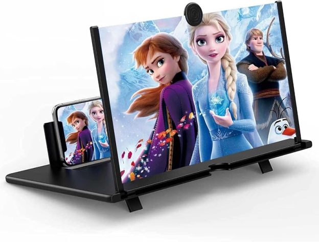 18" Screen Magnifier for Cell Phone – 3D HD Magnifing Screen Enlarger Projector for Movies Videos and Gaming – Foldable Mobile Phone Stand Holder with Screen Amplifier (Red-18‘’)