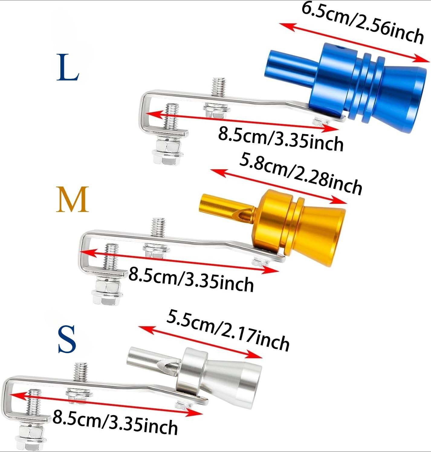 3Pcs Car Turbo Sound Universal Aluminum