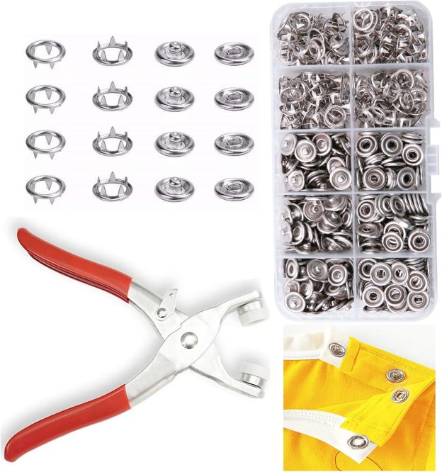 100 Sets Metal Snaps Buttons with Fastener Pliers Press Tool Kit 