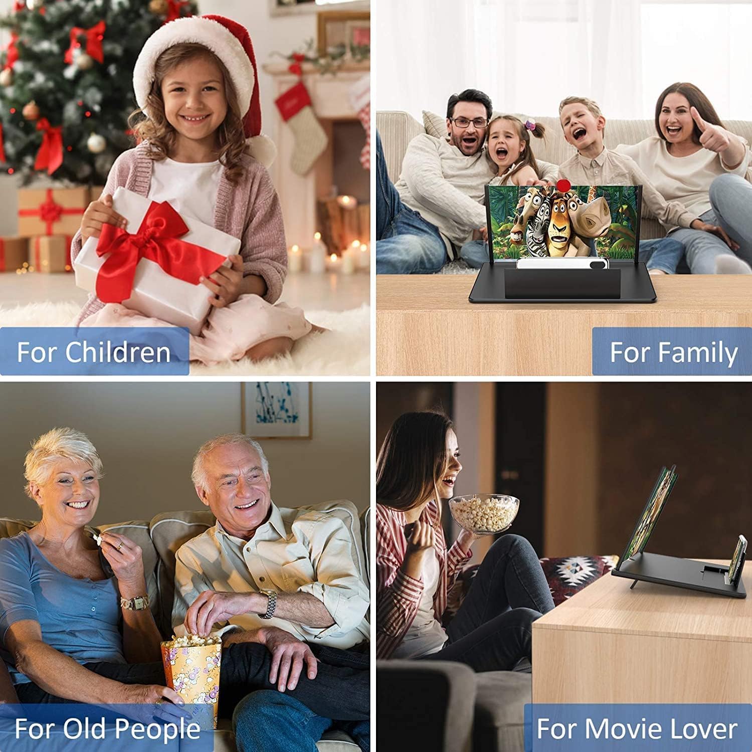 18" Screen Magnifier for Cell Phone – 3D HD Magnifing Screen Enlarger Projector for Movies Videos and Gaming – Foldable Mobile Phone Stand Holder with Screen Amplifier (Red-18‘’)