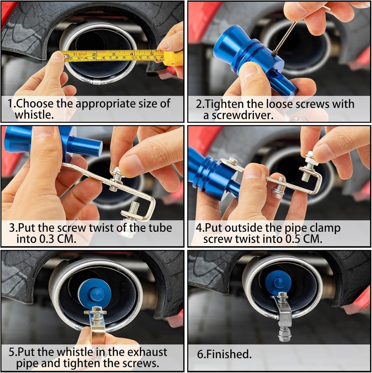 3Pcs Car Turbo Sound Universal Aluminum