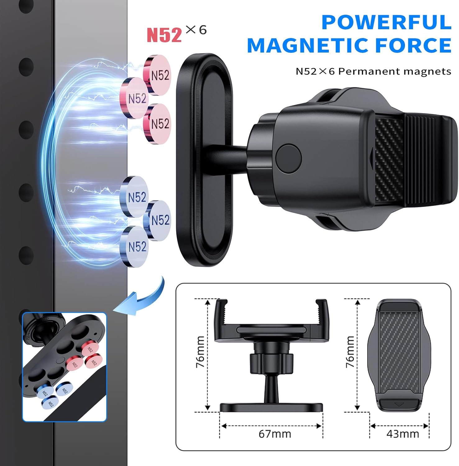 Magnetic Phone Holder for Gym - 360 °  