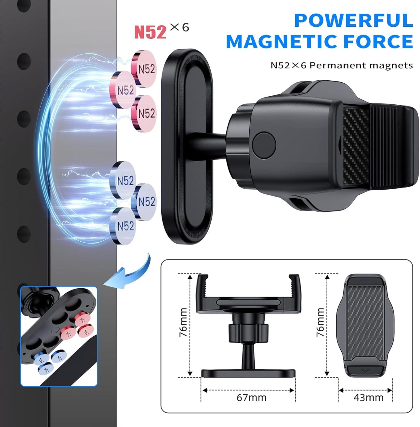 Magnetic Phone Holder for Gym - 360 °  