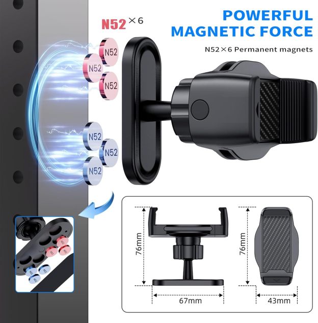Magnetic Phone Holder for Gym - 360 °  