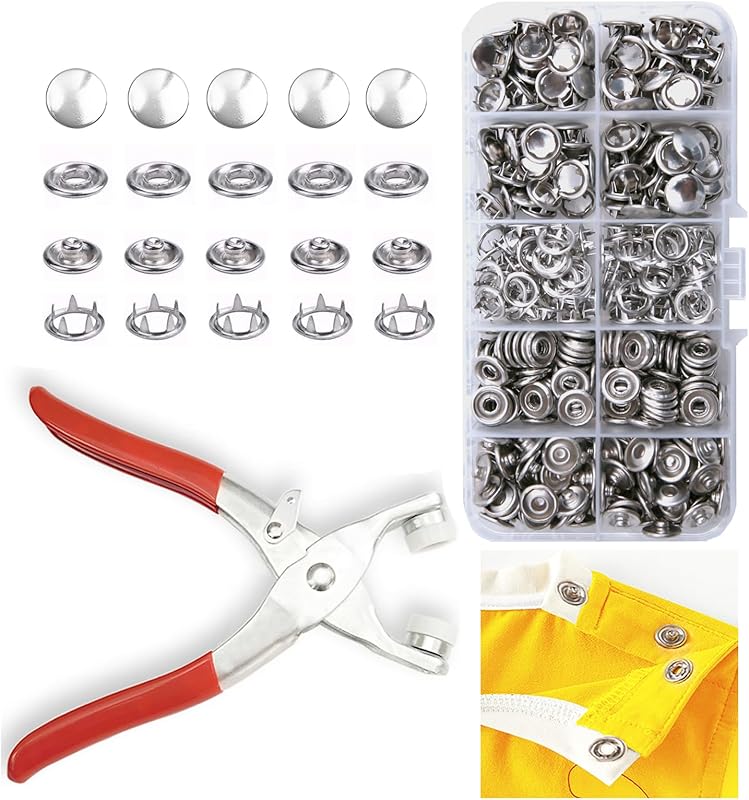 100 Sets Metal Snaps Buttons with Fastener Pliers Press Tool Kit