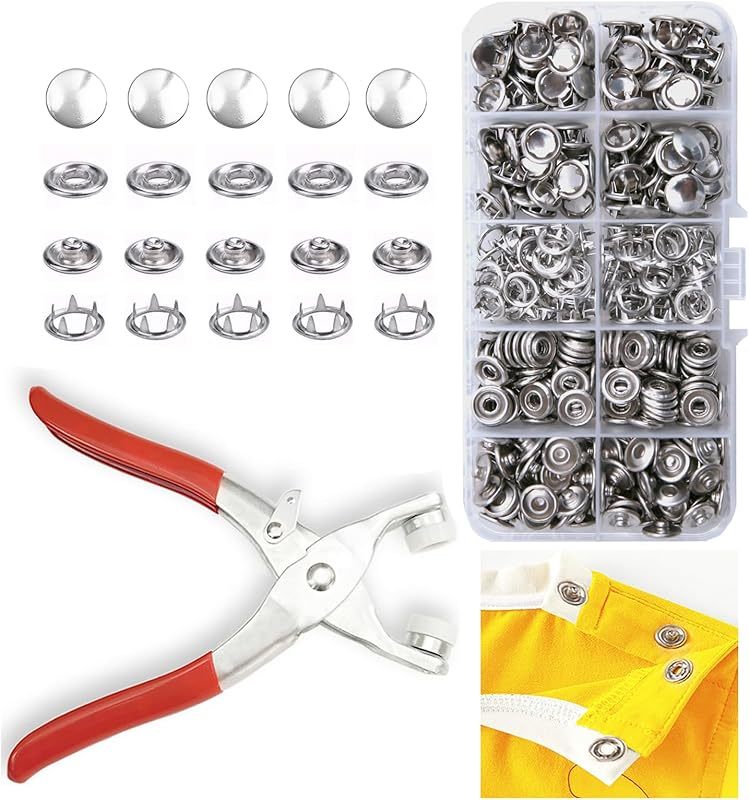 100 Sets Metal Snaps Buttons with Fastener Pliers Press Tool Kit 