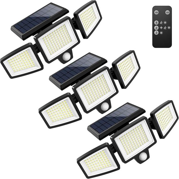 Solar Outdoor Lights 2500LM 210 LED Security Lights with Remote Control