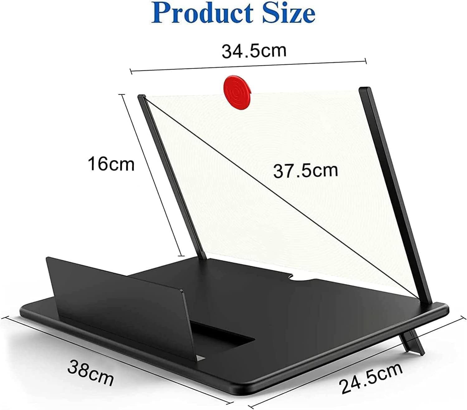 18" Screen Magnifier for Cell Phone – 3D HD Magnifing Screen Enlarger Projector for Movies Videos and Gaming – Foldable Mobile Phone Stand Holder with Screen Amplifier (Red-18‘’)