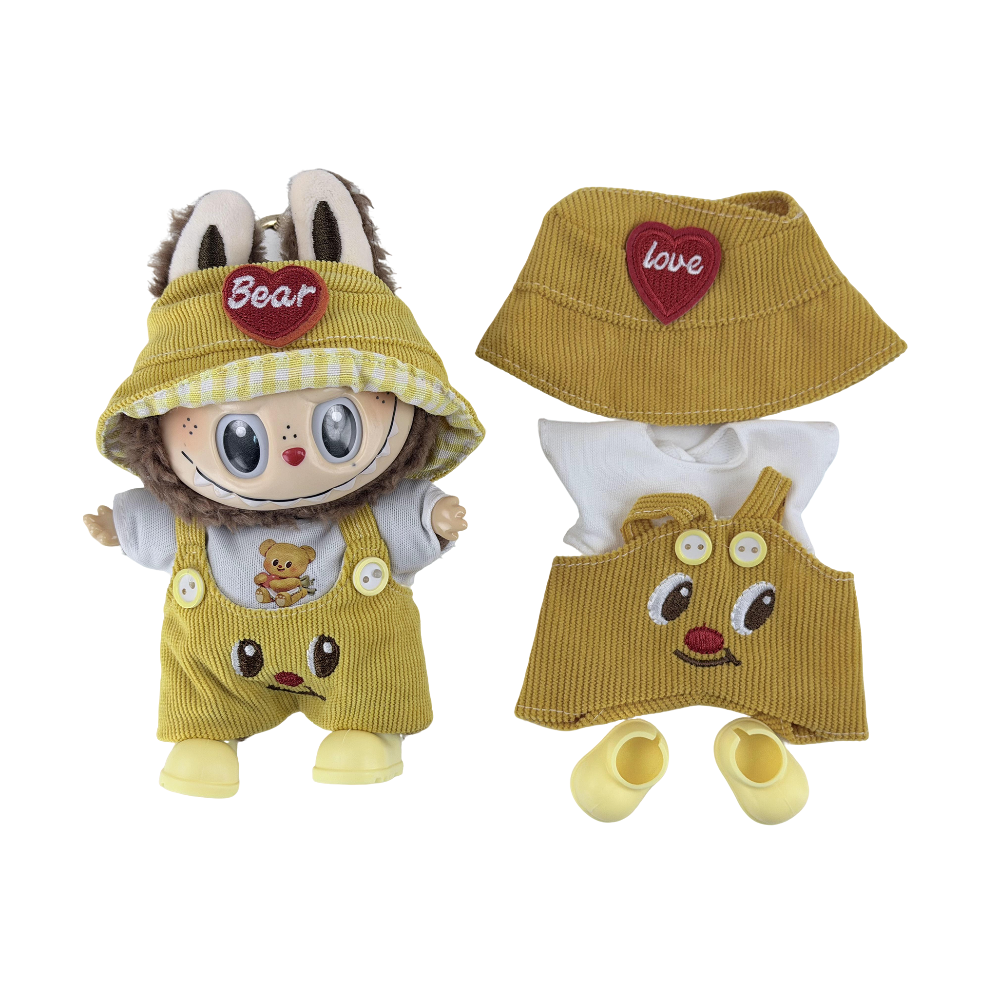 Yellow corduroy hooded trousers