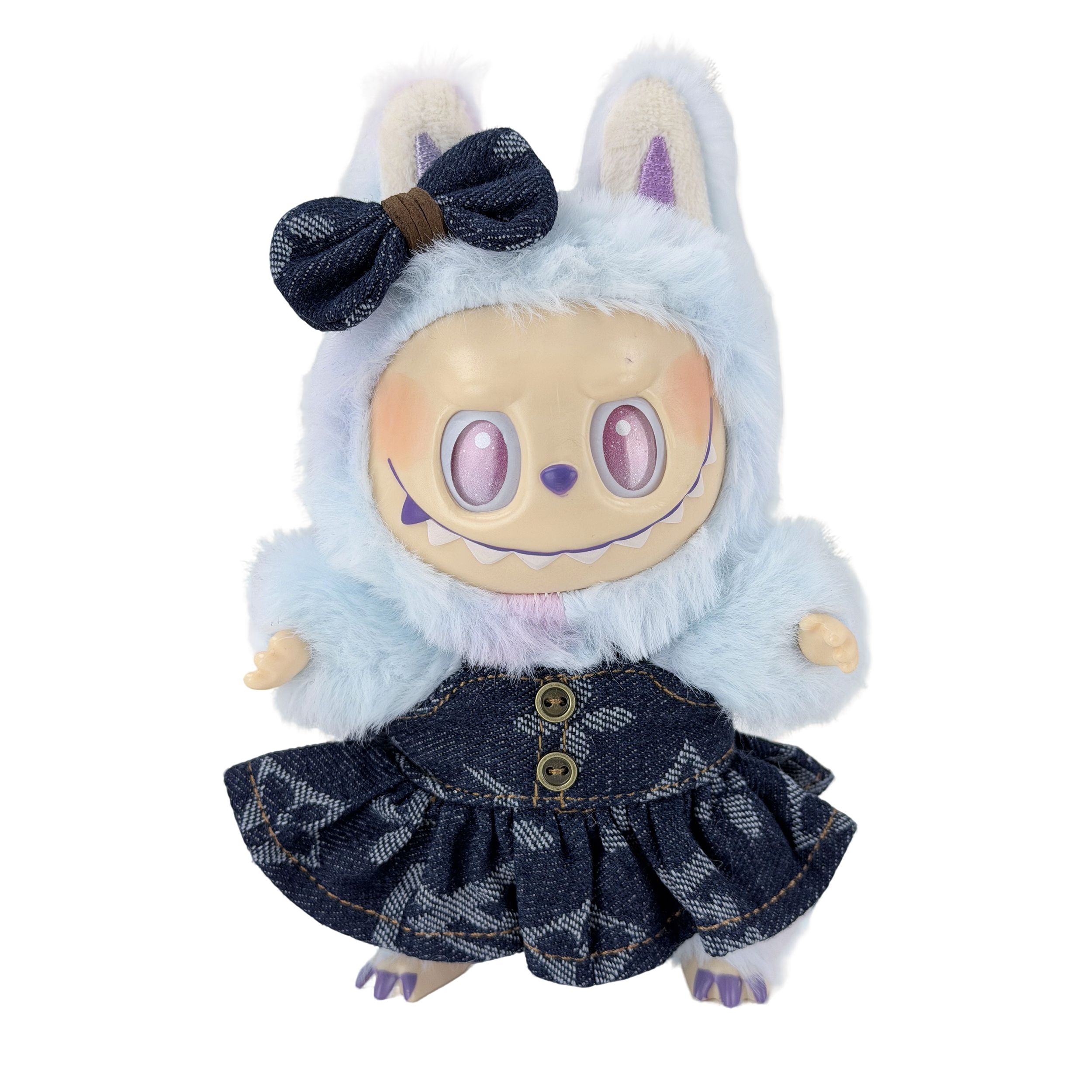 deep blue denim dress in the style of a big brand