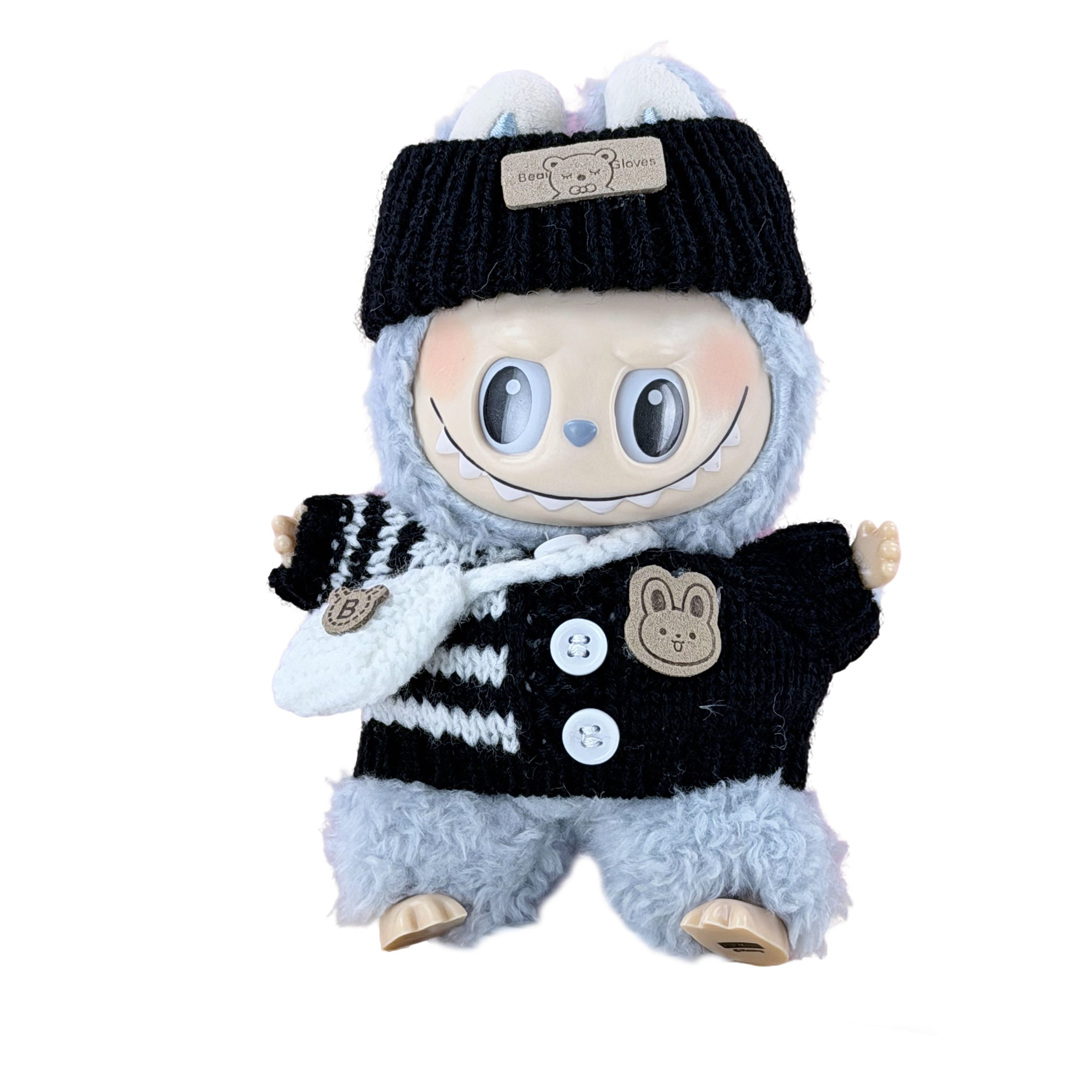 Black and white striped knitted sweater