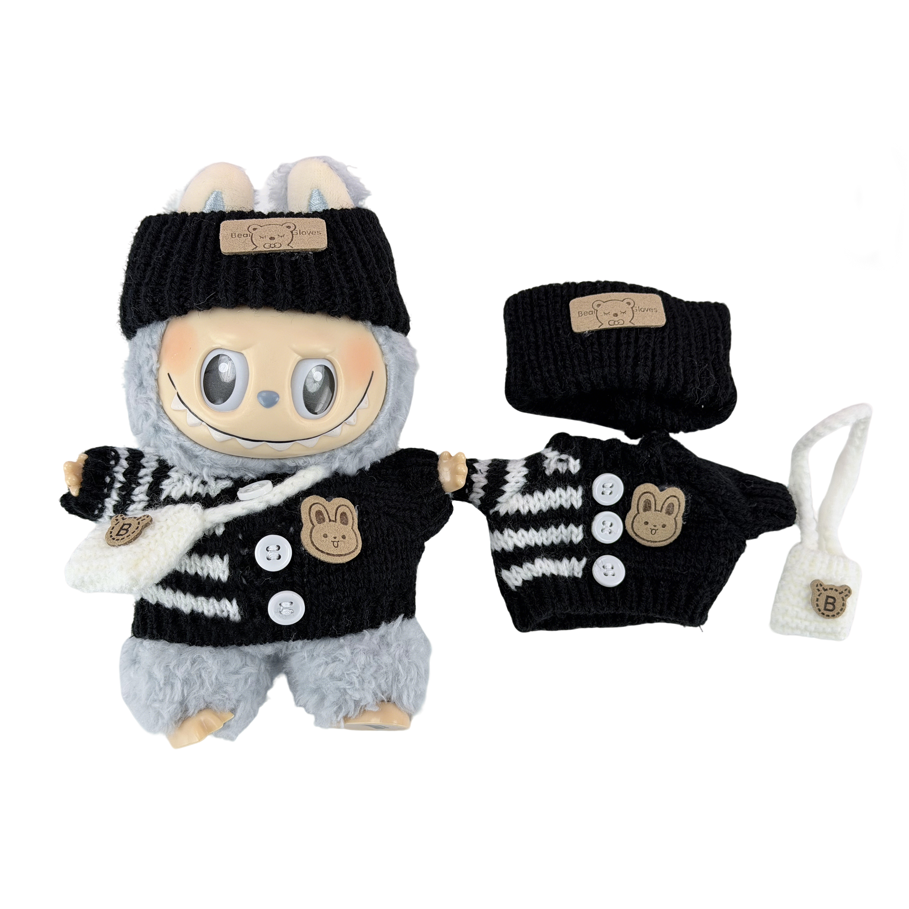 Black and white striped knitted sweater