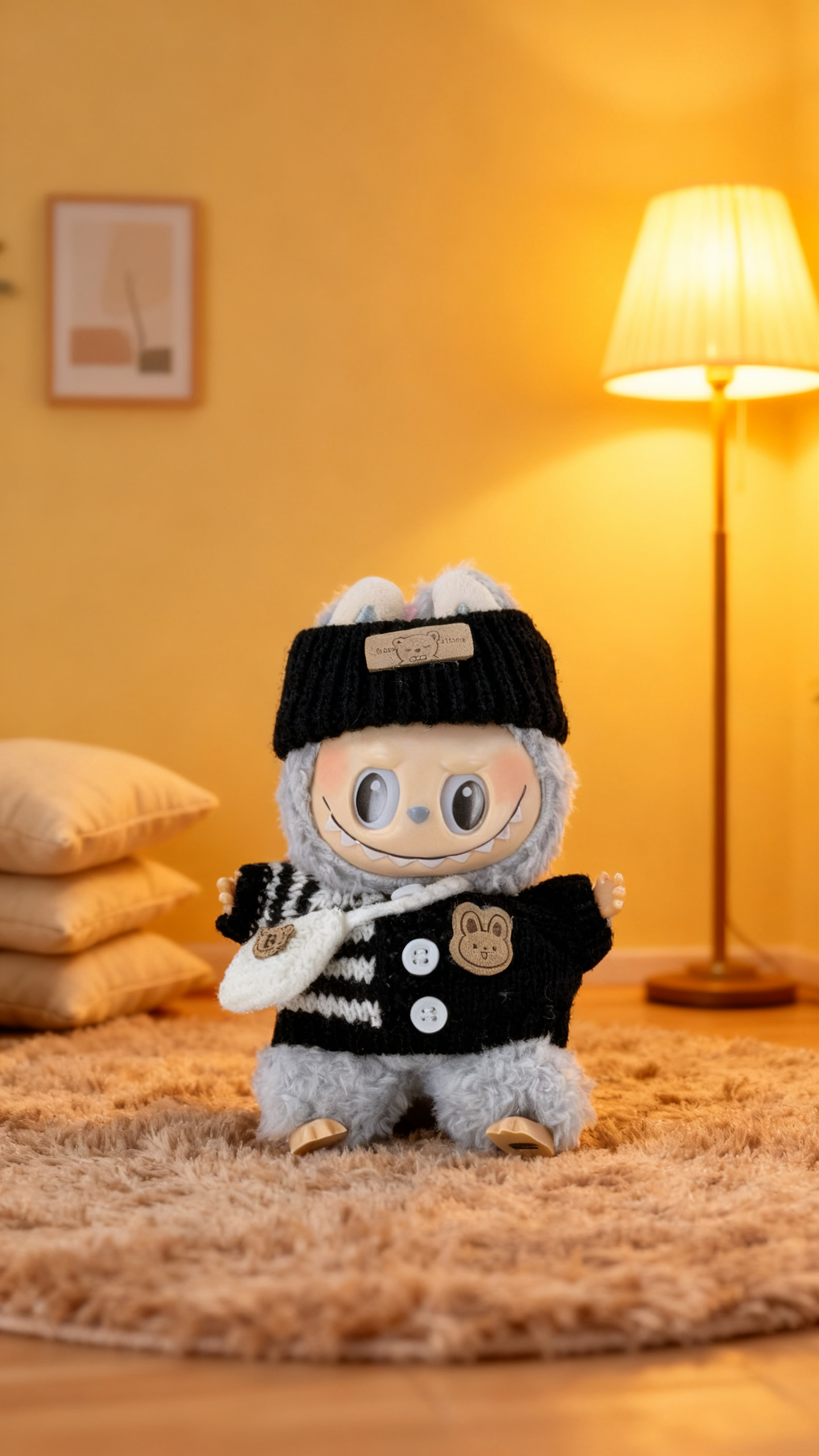 Black and white striped knitted sweater