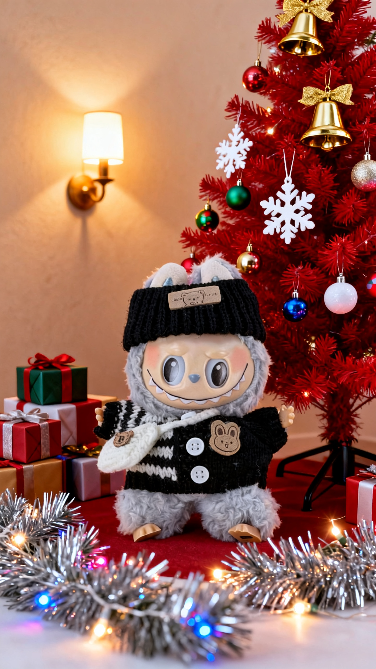 Black and white striped knitted sweater